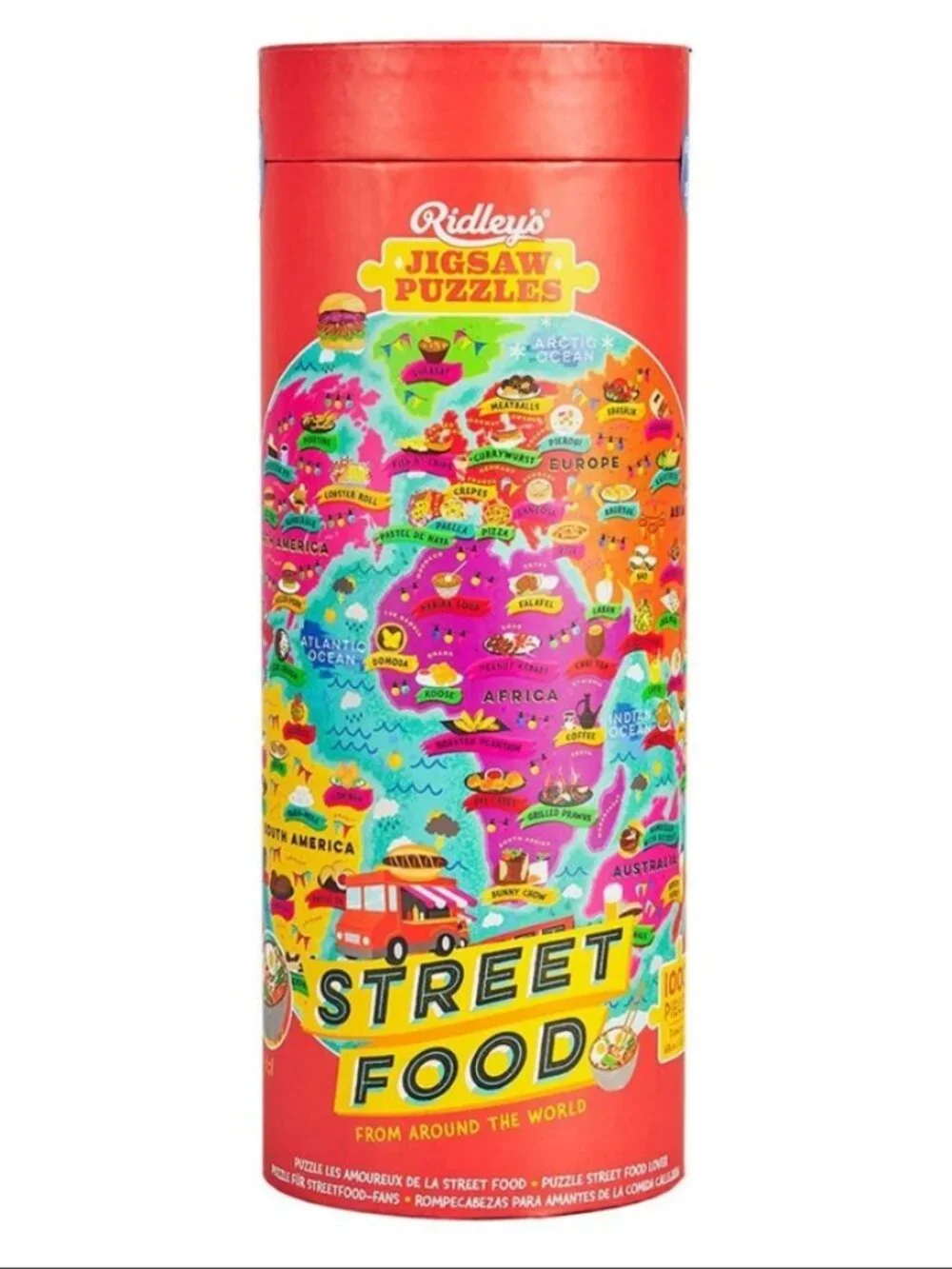 Ridley's Street Food Lover's 1000 Piece Round Jigsaw Puzzle Map World Foodie Gif